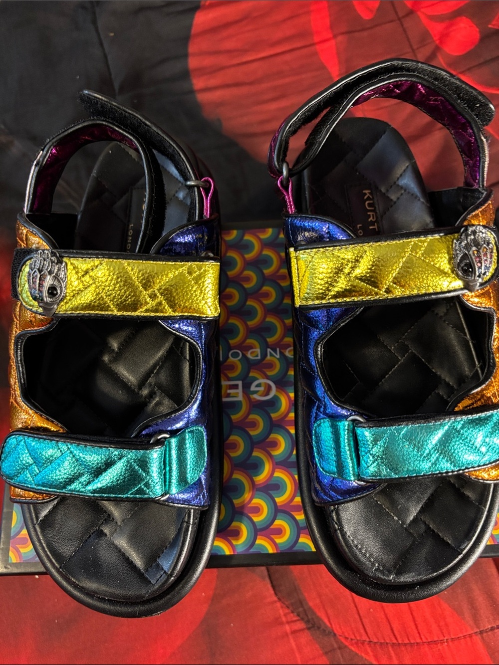Kurt Geiger Kids Metallic Rainbow Strap Sandals and purse